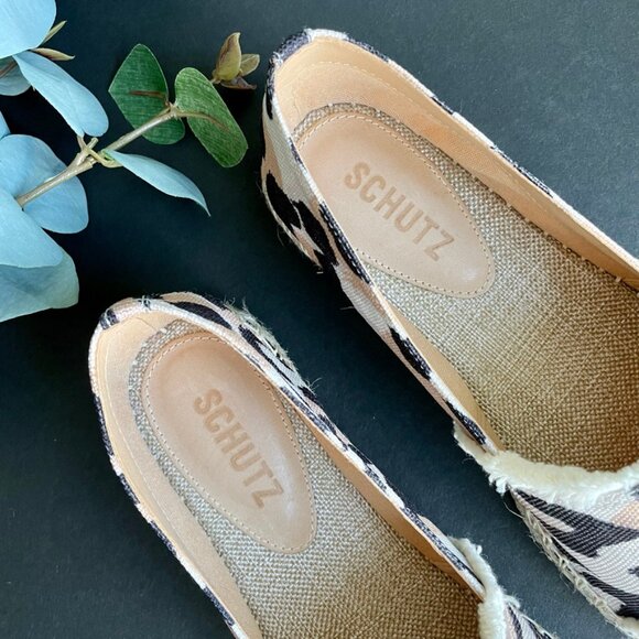 NEW Schutz Ohanna Leopard Print Canvas Espadrilles Flats Size 5.5 - Picture 7 of 9